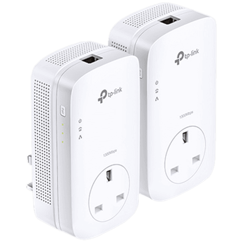 AV1200 Gigabit Passthrough Powerline Starter Kit, 1200Mbps Powerline Datarate, Line-Neutral/Line-Ground 2*2 MIMO,1 Gigabit Ethernet port, HomePlug AV2, Green Powerline, Plug and Play, Twin Pack