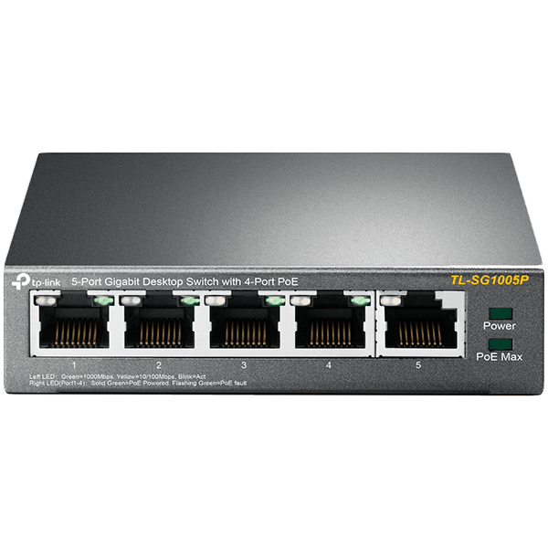 TP-LINK TL-SG1005P 5-Port Gigabit Desktop Switch with 4-Port PoE