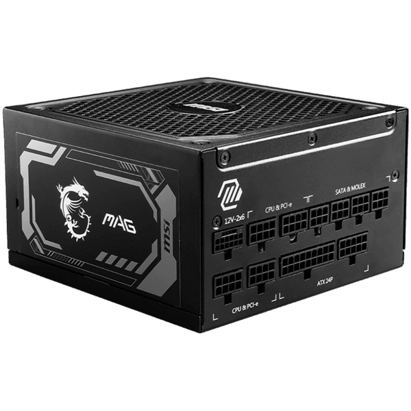 MSI MAG A1250GL PCIE5 Power Supply 1250W, 80 PLUS Gold, 135 mm Fan Size, Protections: OCP/OVP/OPP/OTP/SCP/UVP, Active PFC Design, Flat Cable Equipment, Dimensions: 150mmx150mmx86mm, 5Y Warranty