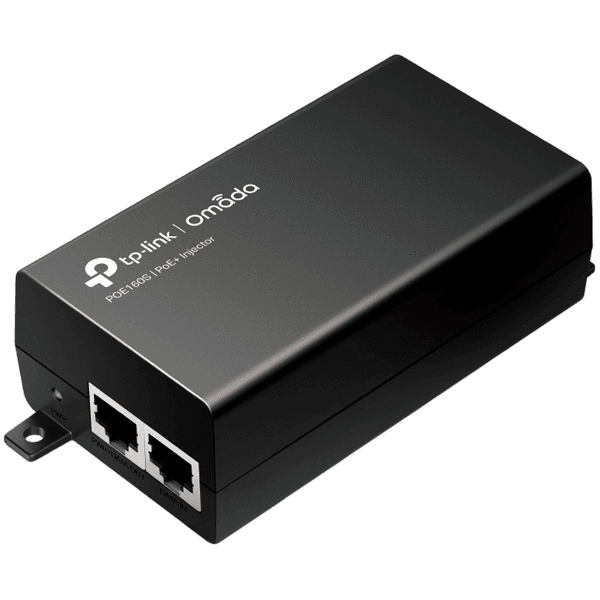 TP-Link POE160S PoE+ Injector Adapter, 1× Gigabit PoE Port, 1× Gigabit Non-PoE Port, 802.3at/af Compliant, Data and Power Carried over The Same Cable Up to 100 Meters, Plastic Case, Pocket Size