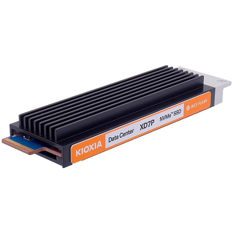 SSD Data Server KIOXIA XD7P 3.84TB PCIe 5.0 Gen4 (1x4) (64GT/s) NVMe 2.0, BiCS Flash 3D, E1.S 9.5mm, Read/Write: 7200/4800 MBps, IOPS 1650K/180K, DWPD 1