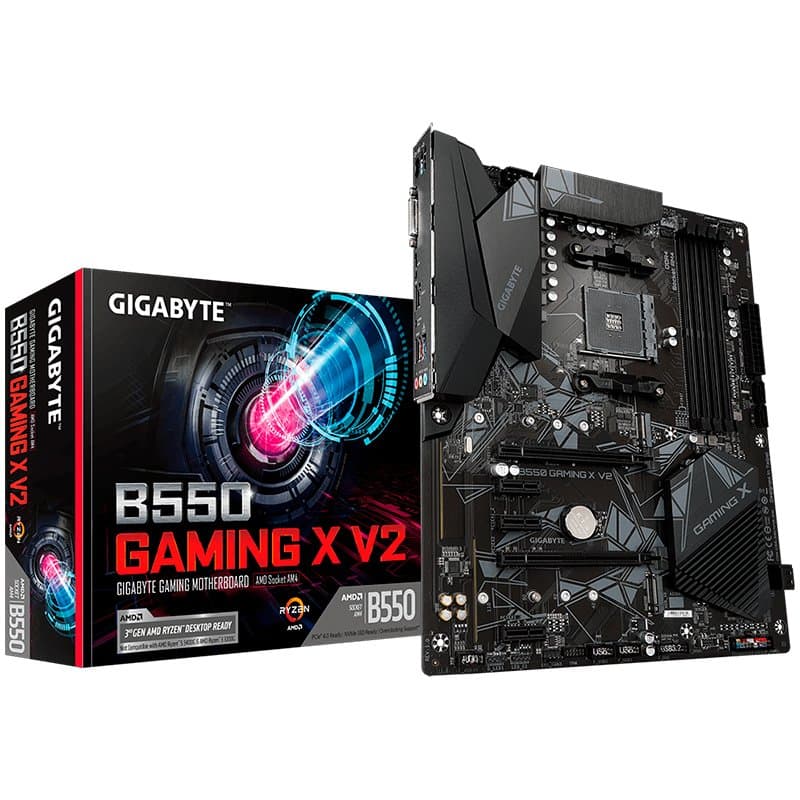 GIGABYTE Main Board Desktop B550 GAMING X V2, AM4, 4 x DDR4, DVI-D/HDMI, 2xPCIE x16 , 3xPCIE x1, ALC887 , 2x M.2 , 4 x SATA, ATX