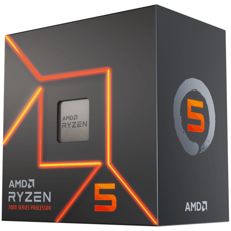 AMD CPU Desktop Ryzen 5 6C/12T 7600 (5.2GHz Max, 38MB,65W,AM5) box, with Radeon Graphics and Wraith Stealth Cooler
