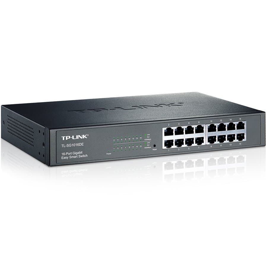 16-Port Gigabit Easy Smart Switch, 16 10/100/1000Mbps RJ45 ports, MTU/Port/Tag-based VLAN, QoS, IGMP Snooping, 1U 13-inch rack-mountable steel case