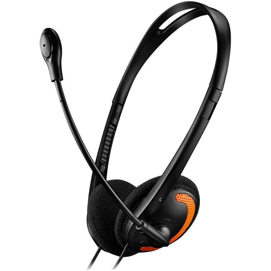 CANYON PC headset with microphone, volume control and adjustable headband, cable 1.8M, Black/Orange