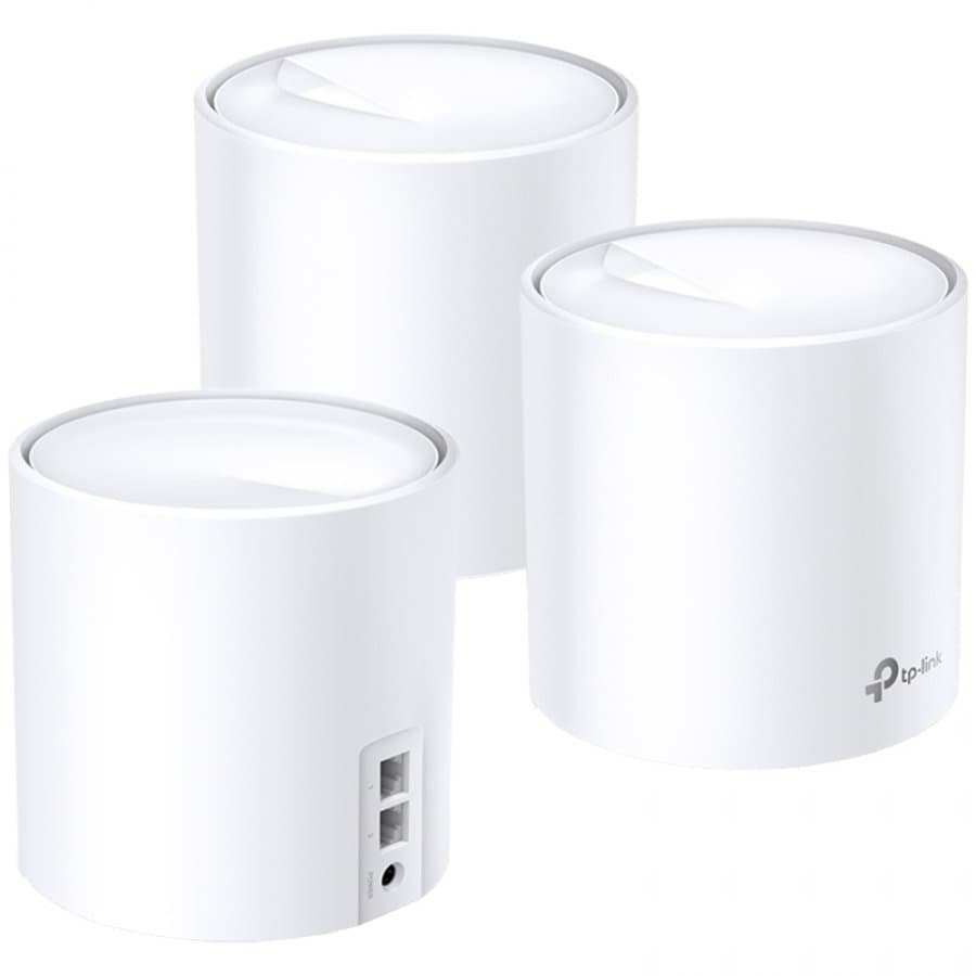 AX5400 Whole Home Mesh Wi-Fi 6 System SPEED: 574 Mbps at 2.4 GHz + 2402 Mbps at 5 GHz SPEC: 4× Internal Antennas, 2× Gigabit Ports (WAN/LAN auto-sensing),  4 Streams for 5 GHz FEATURE: Deco App, Router/AP Mode, IPv6, IPTV