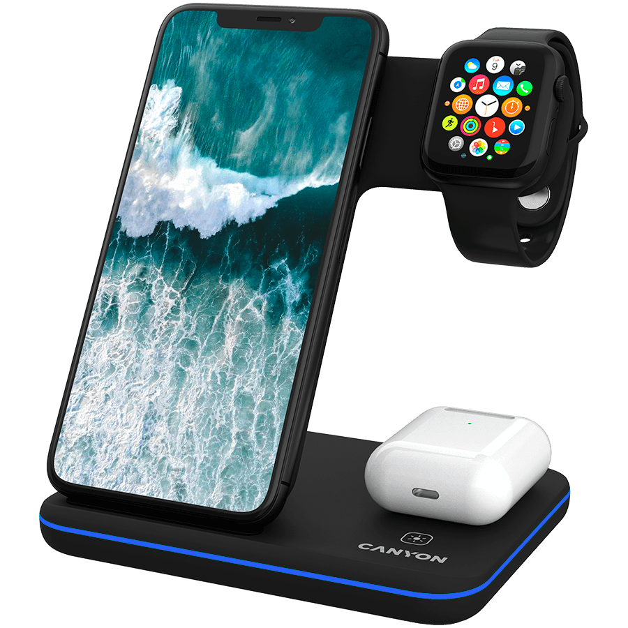 CANYON wireless charger WS-303 15W 3in1 Black