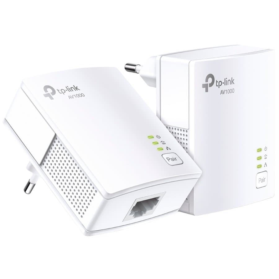 AV1000 Gigabit Powerline Starter KitSPEED: 1000 Mbps PowerlineSPEC: Broadcom CPU, HomePlug AV2, 1+1 Gigabit PortFEATURE: Plug and Play, tpPLC Utility, Pair for More SecurityKIT: 2Г— TL-PA7017