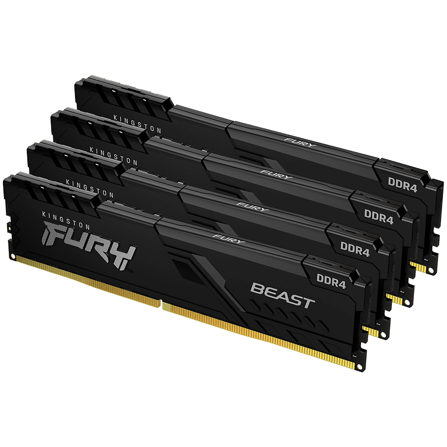 Kingston DRAM 64GB 3200MT/s DDR4 CL16 DIMM (Kit of 4) 1Gx8 FURY Beast Black