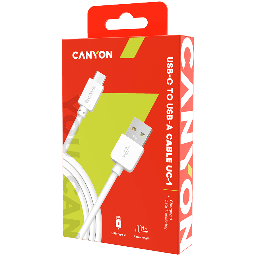CANYON Type C USB Standard cable, 1M, White