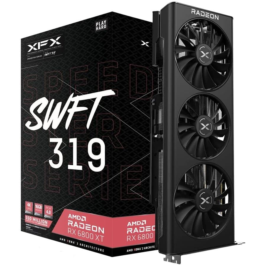 XFX AMD Video Card RX-6800XT SWFT 319 CORE, 16GB GDDR6 256bit, 2550MHz/ 16Gbps, 3xDP, HDMI, 3 Fan, 3 slot