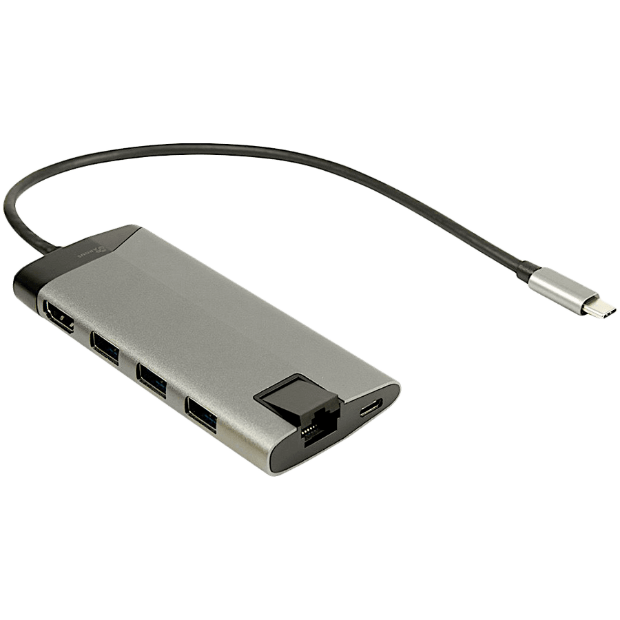 Inter Tech USB Type C docking station with 3x USB 3.0 Type A, 4K HDMI, RJ45 gigabit network connection, card reader for Micro SD, and much more