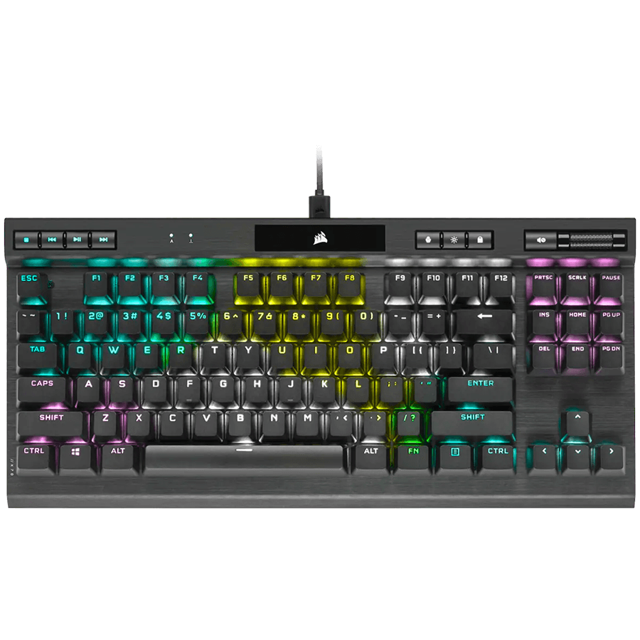 Corsair K70 RGB TKL CHAMPION SERIES Optical-Mechanical Gaming Keyboard, Backlit RGB LED, CORSAIR OPX RAPIDFIRE, Black, Black PBT Keycaps