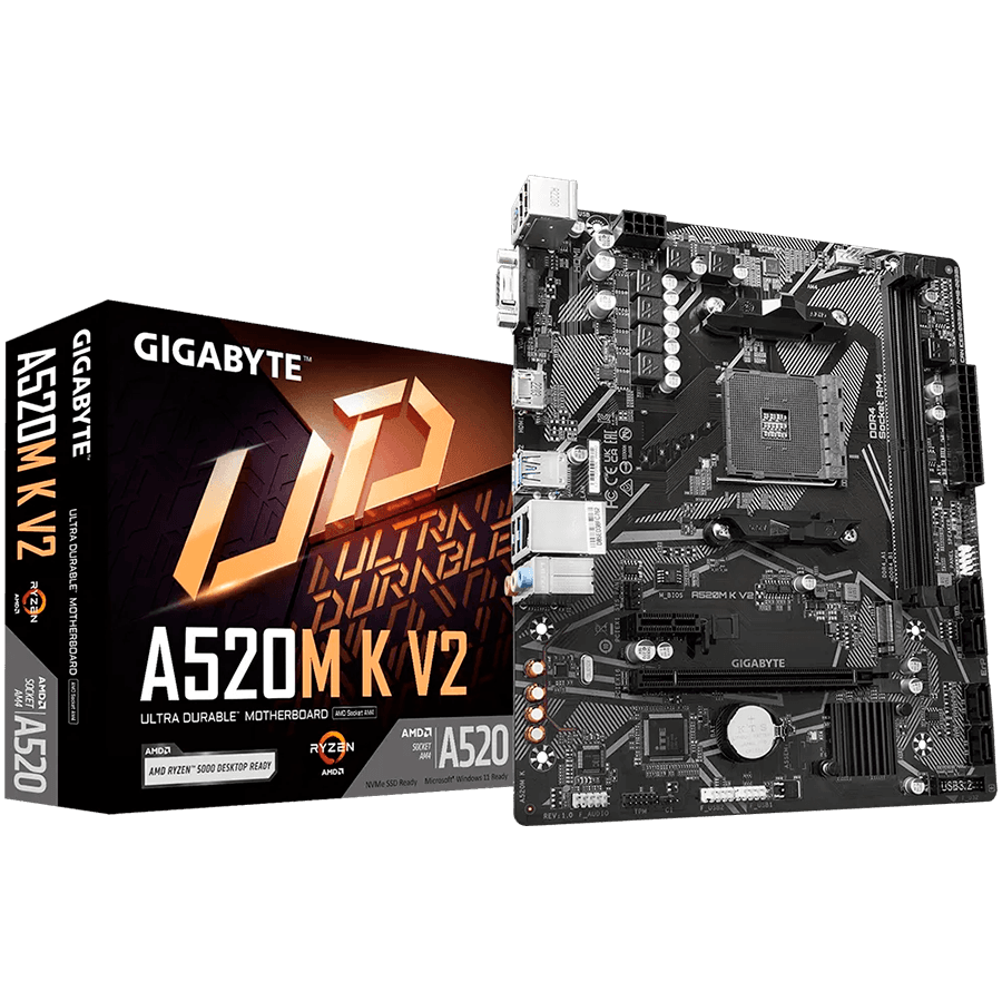 GIGABYTE MainBoard A520M K (AM4, 2x DDR4, 1x M.2, 4x SATA, 1x HDMI, 1x PCI Express x16 3.0, , 1x PCI Express x1 3.0, 6x USB 3.2 Gen1, 6x USB 2.0/1.1, GLAN) mATX