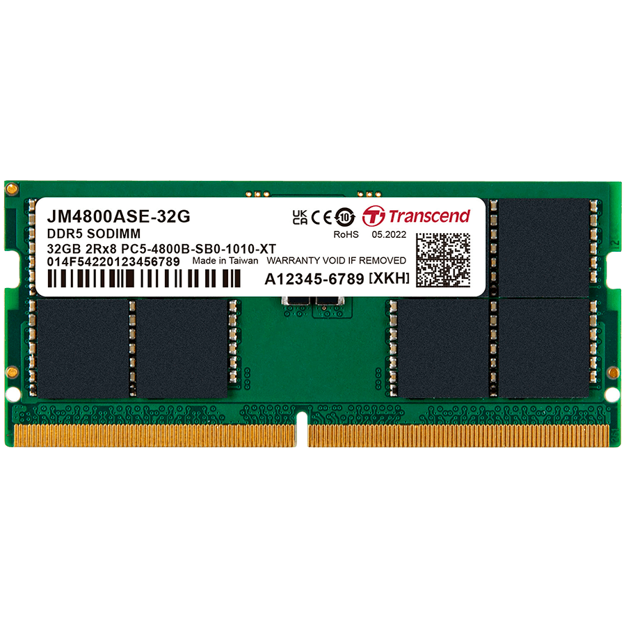 Transcend 32GB JM DDR5 4800 SO-DIMM 2Rx8 (2Gx8)x16 CL40 1.1V