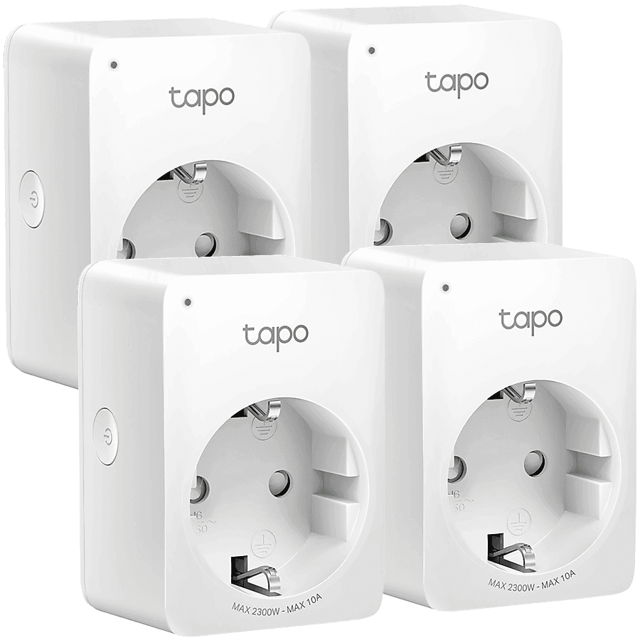 Mini Smart Wi-Fi Socket 4-PACK, Energy Monitoring, 100-240 V, Max Load 16 A, 50/60 Hz, 2.4 GHz Wi-Fi networking, Amazon Certified for Humans (FFS), Energy Monitoring, Voice Control (works with Amazon Alexa and Google Assistant), Remote Control