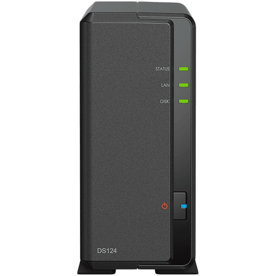 Synology DiskStation DS124 1-Bay NAS, CPU 4-core 1.7 GHz, 1 GB DDR4, 1 x 1Gbe LAN, 2 x USB 3.2