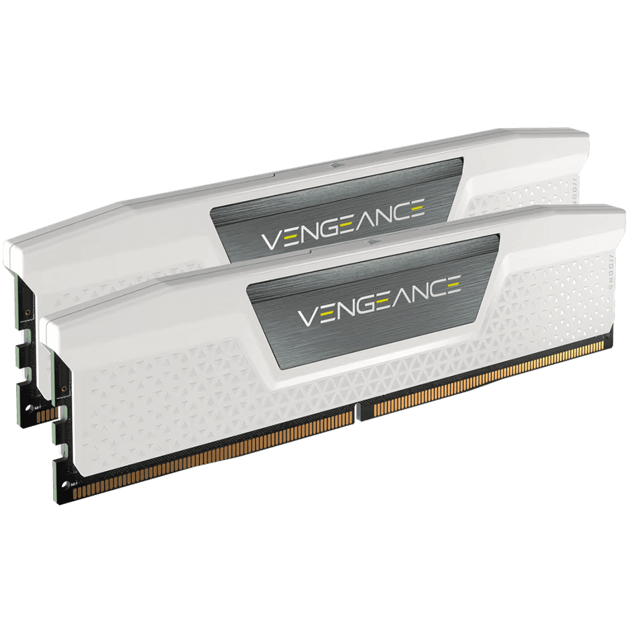 CORSAIR DDR5, 5600MT/s 64GB 2x32GB DIMM, 40-40-40-77, Std PMIC, XMP 3.0, VENGEANCE DDR5 White Heatspreader, Black PCB, 1.25V