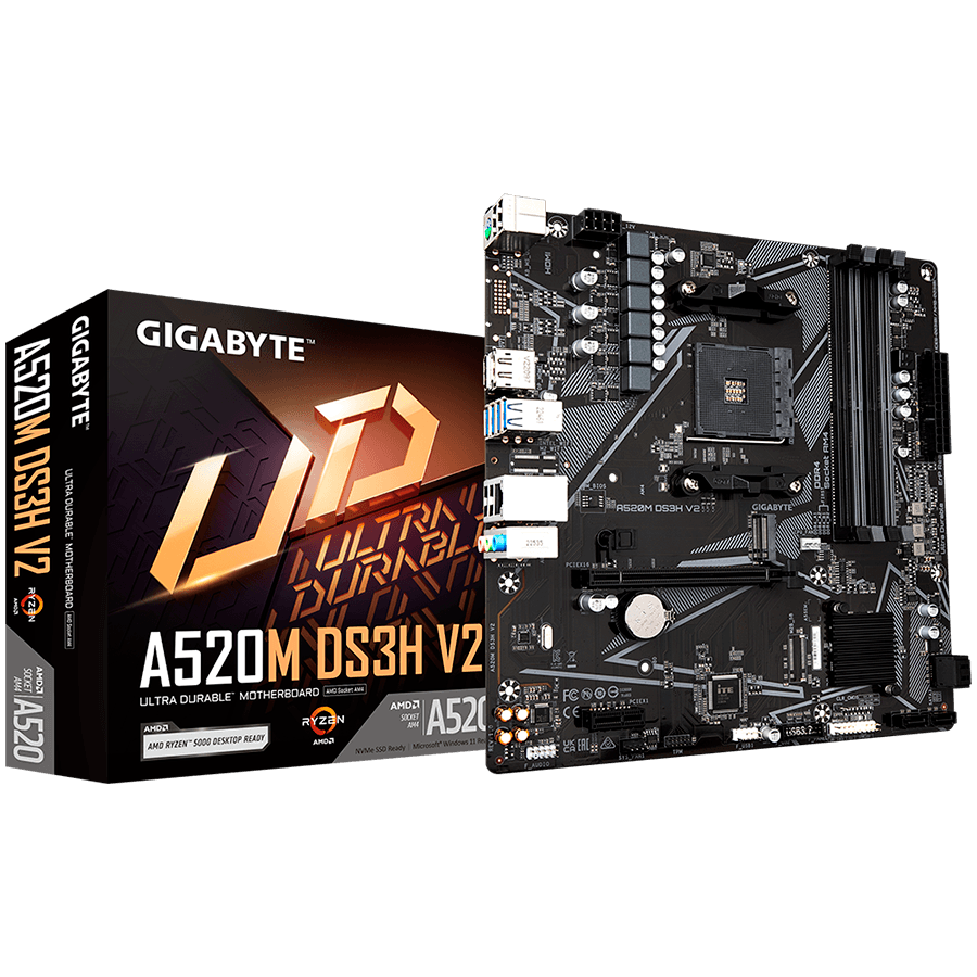 GIGABYTE MB AM4, A520, 4xDDR4, DP + HDMI, 1xPCIe x16 3.0, 1xPCIe x1, 1xM.2, 4xSATA, GbE LAN, mATX