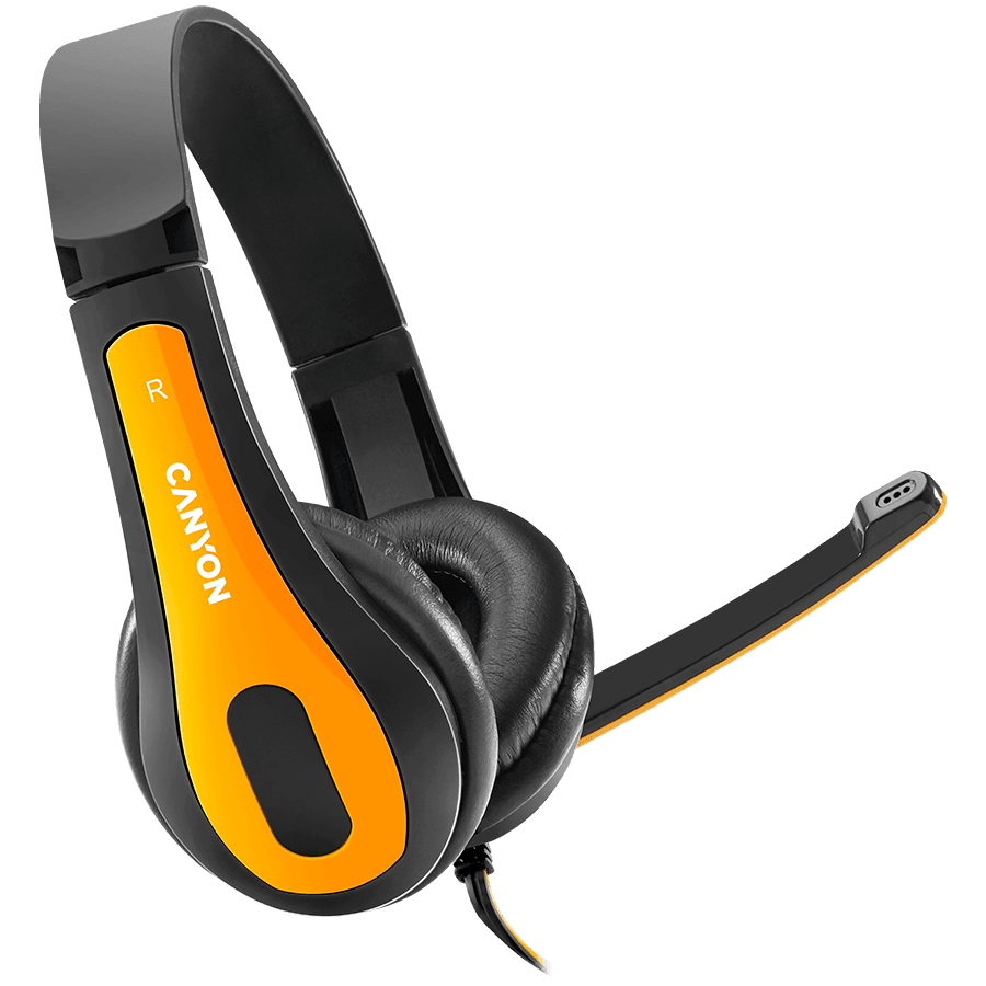 CANYON entry price PC headset, combined 3,5 plug, leather pads, Black-yellow