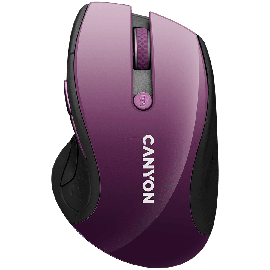 CANYON 2.4Ghz wireless mouse, optical tracking - blue LED, 6 buttons, DPI 1000/1200/1600, Purple pearl glossy
