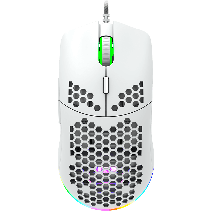 CANYON Puncher GM-11, Gaming Mouse with 7 programmable buttons, Pixart 3519 optical sensor, 4 levels of DPI and up to 4200, 5 million times key life, 1.65m Ultraweave cable, UPE feet and colorful RGB lights, White, size:128.5x67x37.5mm, 105g