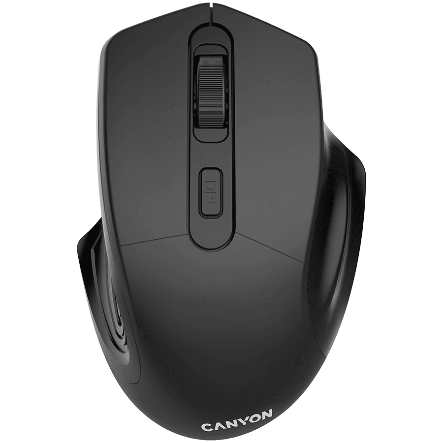 CANYON MW-15, 2.4GHz Wireless Optical Mouse with 4 buttons, DPI 800/1200/1600, Black, 115*77*38mm, 0.064kg