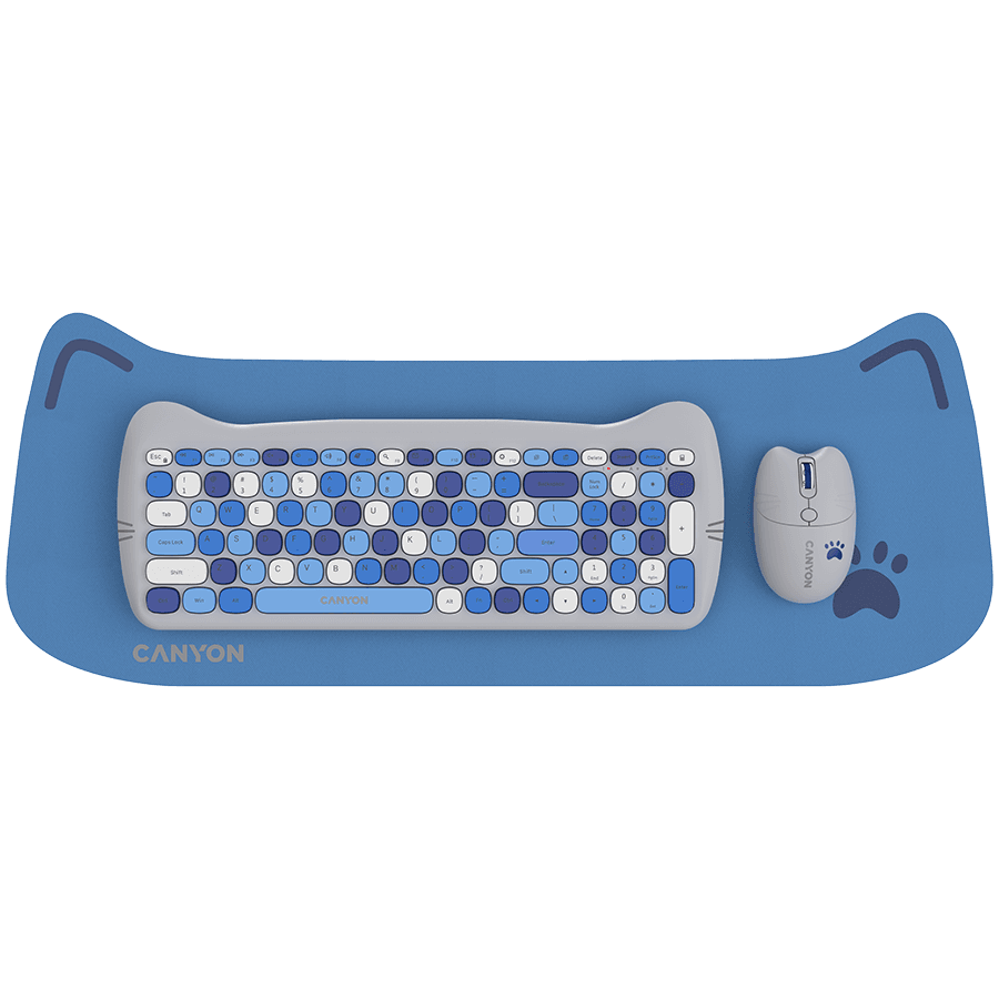 CANYON HSET-W6 EN/AD Keyboard+Mouse Kitty Edition AAA+АА Wireless Blue