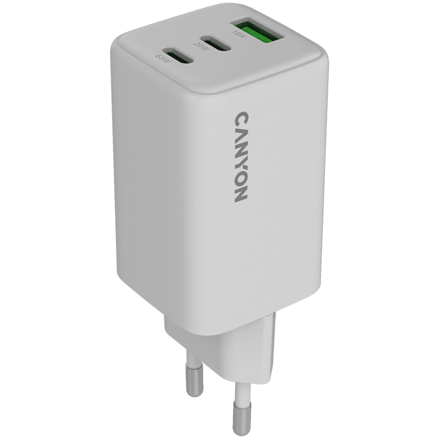 CANYON charger CU65ACC GaN 65W 2xPD 1xQC EU White