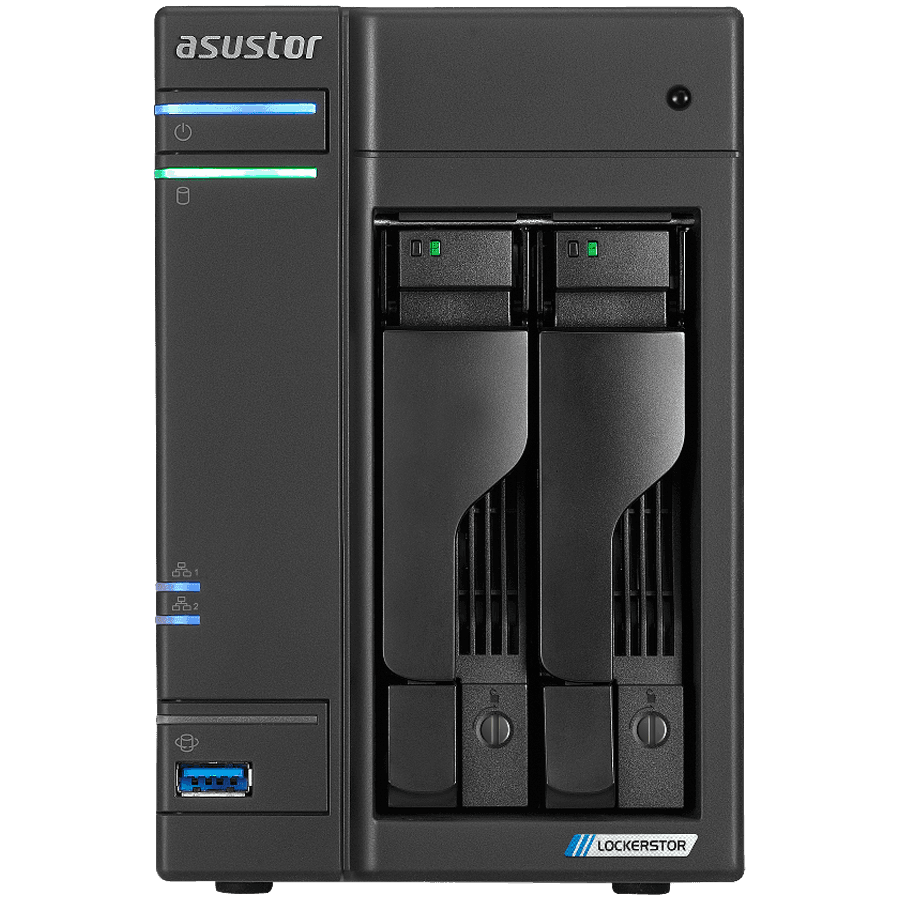 ASUSTOR NAS AS6702T Lockerstor2 Gen2 2x 3.5" 4x M.2 cache 2x 2.5Gbe Celeron QuadCore N5105 2.9GHz 4GB single PSU desktop