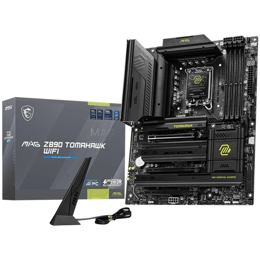 MSI MAG Z890 TOMAHAWK WIFI, LGA 1851, Dual Channel DDR5 up to 9200(OC)MHz, 3x PCIe x16 slots, 4x M.2 slot, 4xUSB 2.0, 4xUSB 5Gbps A, 3xUSB 10Gbps A, 1xUSB 10 Gbps C, 1xUSB 20Gbps C,1x HDMI, 2x Type-C DP, 5G LAN, 7.1 Audio, 3y warranty