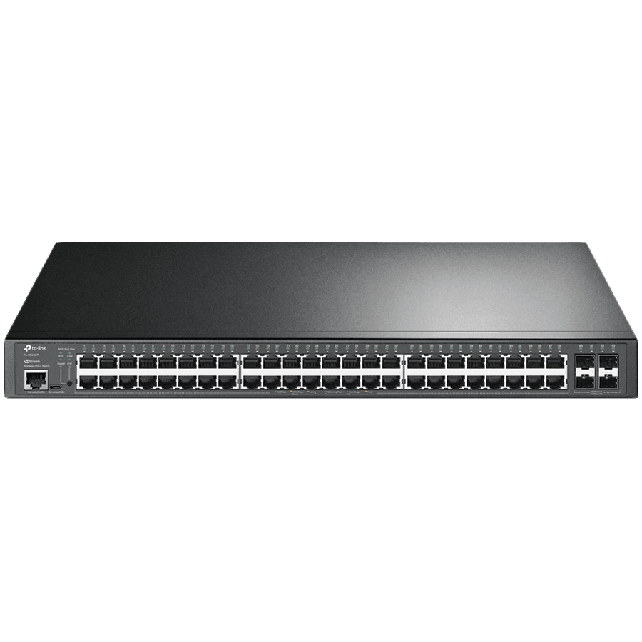 TP-Link SG3452P Omada 52-Port Gigabit L2+ Managed Switch with 48-Port PoE+, 48×Gigabit 802.3af/at PoE+ ports and 4×Gigabit SFP slots, 384 W total PoE budget,SDN, Omada app, Static Routing,VLAN,ACL,QoS, IGMP Snooping, ERPS, Zero-Touch Provisioning