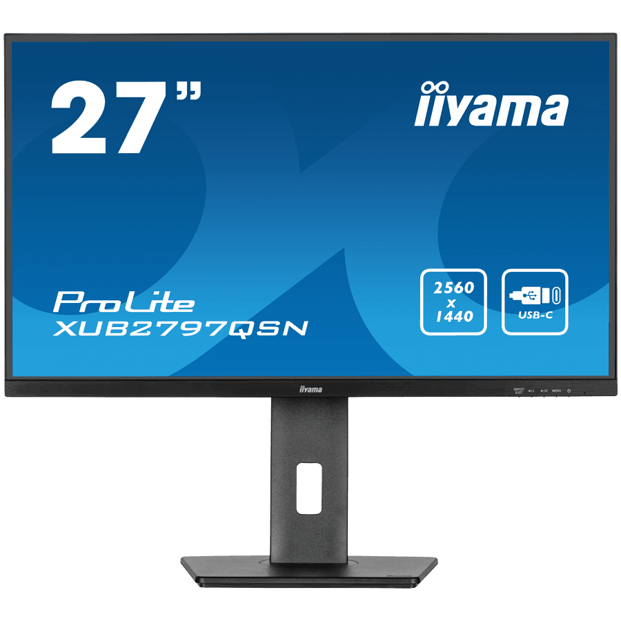 IIYAMA Monitor LED XUB2797QSN-B2 27" IPS 2560 x 1440 @100Hz 300 cd/m² 1300:1 1ms HDMI DP USB-C 65W RJ45 Daisy Chain USB Hub 3.2 height, swivel, tilt, pivot (rotation both sides), 3-side borderless design, matte finish