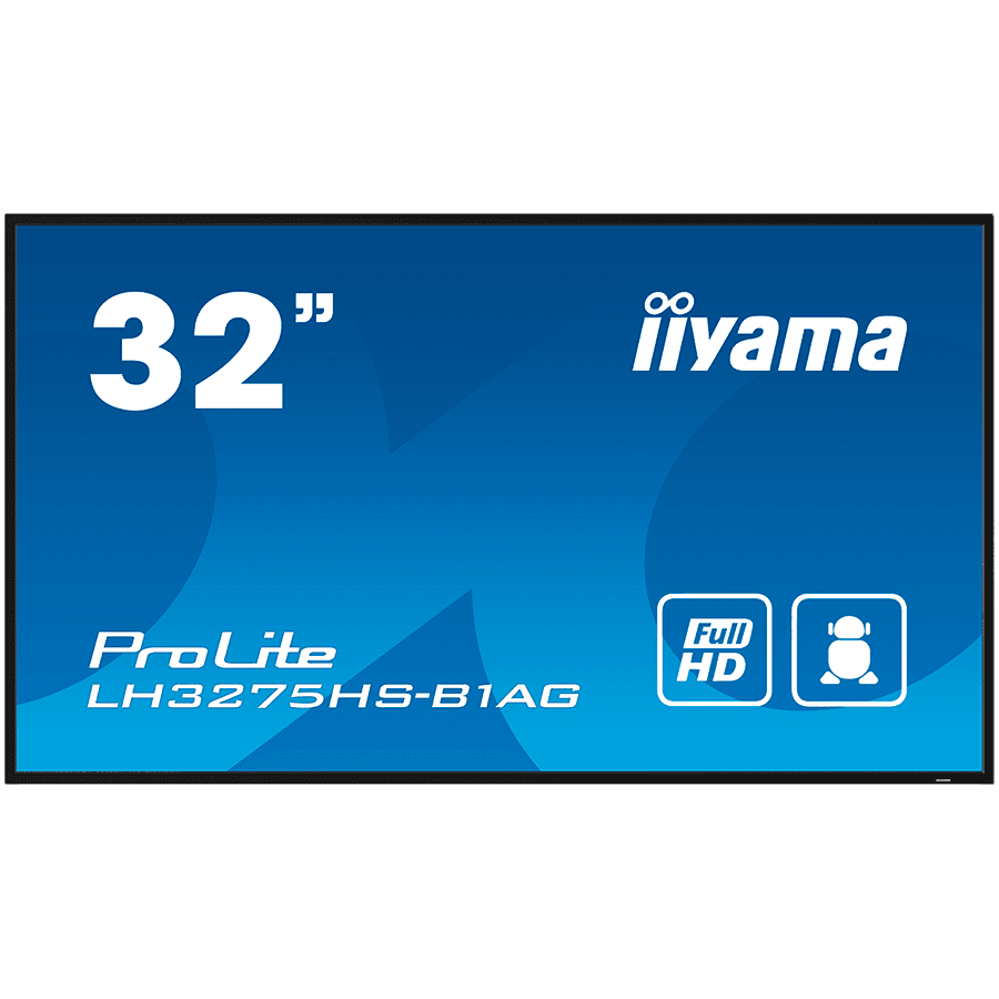 IIYAMA LFD LH3275HS-B1AG 32" Full HD Professional Digital Signage 24/7 31.5" 1920 x 1080 @60Hz 500 cd/m² 1200:1 8ms Android 11 OS, iiSignage2, FailOver, EShare landscape, portrait