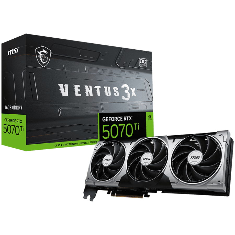 MSI Ventus GeForce RTX 5070 Ti 16GB GDDR7 PCI Express 5.0 Graphics Card RTX 5070 TI 16G VENTUS 3X OC