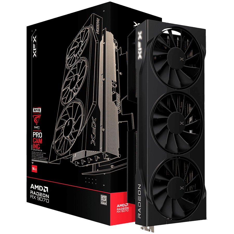 XFX Swift AMD Radeon RX 9070 OC Triple Fan Gaming Edition with 16GB GDDR6 HDMI 3xDP AMD RDNA 4