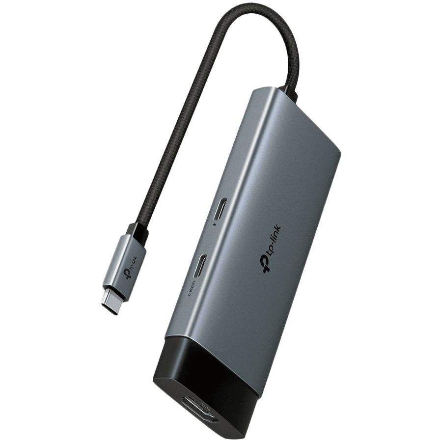 TP-Link UH5020C USB Type-C 5-Port Hub, 1x USB-C Connector, 1x HDMI 4K 60Hz Port, 1x USB-C PD 100W Port, 2x USB-A 3.0 Ports, 1x USB-C 3.0 Port, Plug and Play, Self-storage for Connector, Fast Heat Dissipation, Flexible and Durable