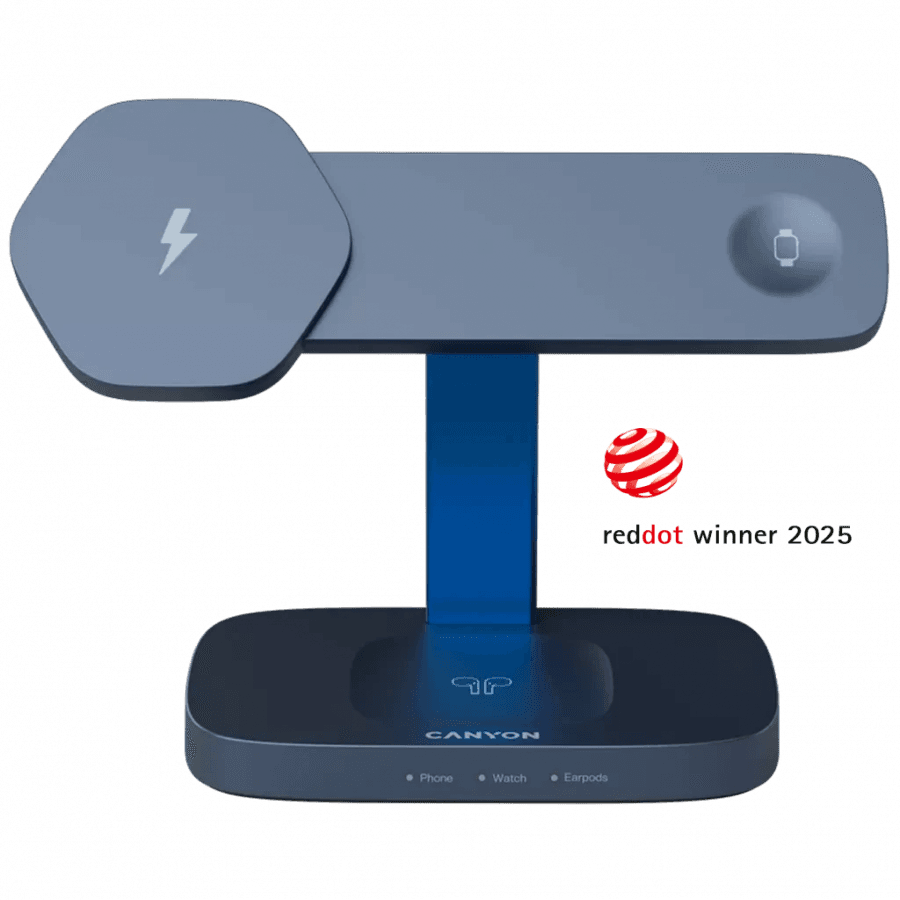 CANYON Wireless Charging Station Hexagon 310 3in1 DarkGrey/Blue