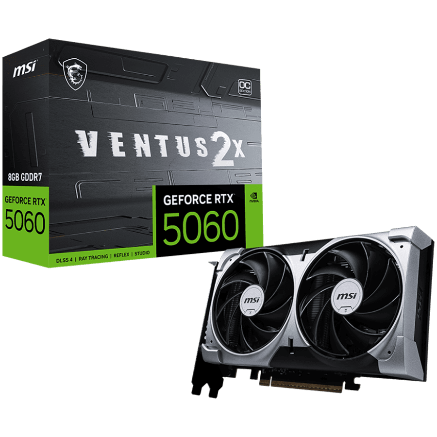 MSI Video Card NVIDIA GeForce RTX 5060 8G VENTUS 2X OC (8GB GDDR7/128bit, 3xDP, 1xHDMI, Recommended PSU 550W)
