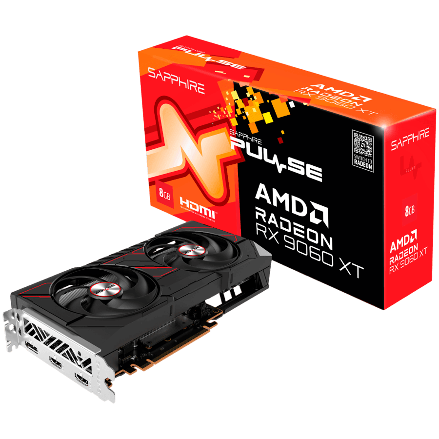 SAPPHIRE PULSE AMD Radeon RX 9060 XT OC 8GB GDDR6 8-bit DP 2x HDMI