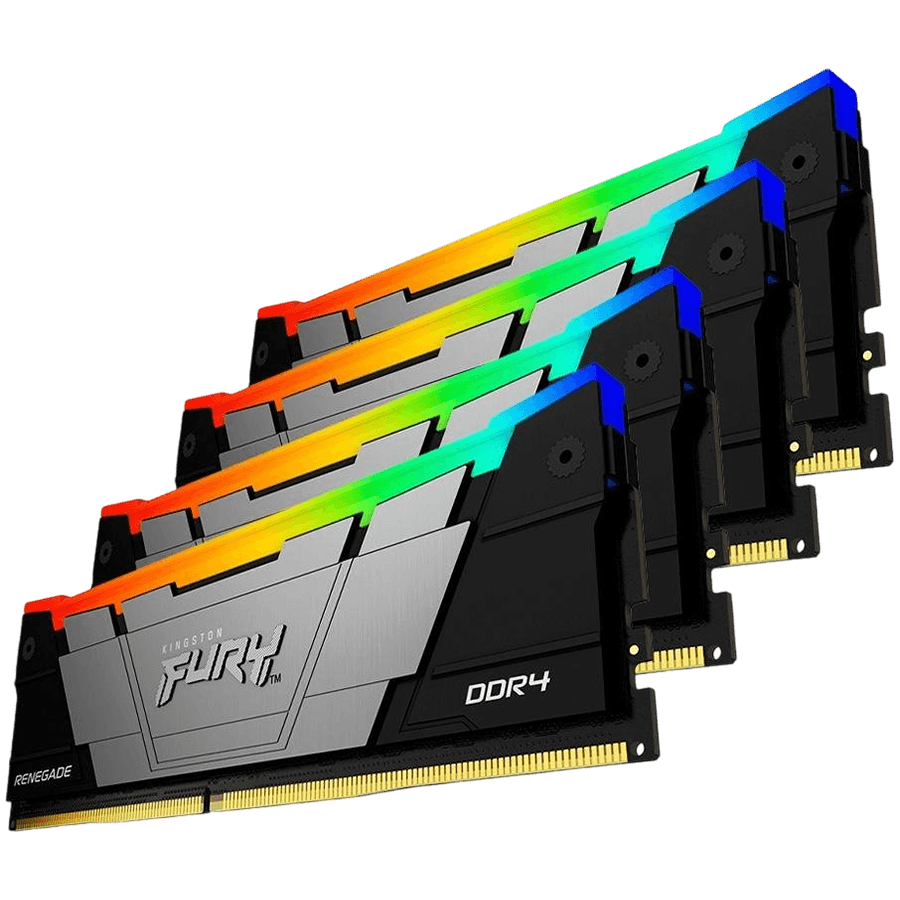 Kingston 64GB 3200MT/s DDR4 CL16 DIMM (Kit of 4) 1Gx8 FURY Renegade RGB