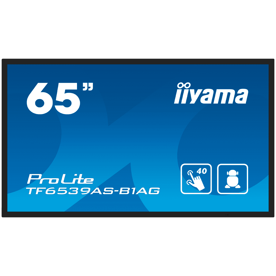 Iiyama ProLite TF6539AS-B1AG - 65" Diagonal Class (64.5" viewable) LED-backlit LCD displaydigital signage with built-in media player and touchscreen (multi touch) Android 4K UHD (2160p) 3840 x 2160 black