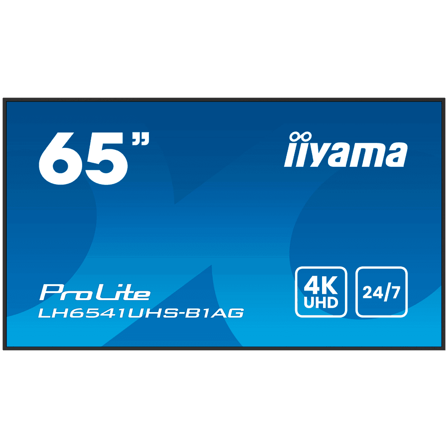 65" 3840x2160, 4K UHD IPS panel, 1% Haze, Landscape and Portrait mode, Speakers 2x 10W , 3x HDMI, 500cd/m2, Media Play USB Port, Control LAN / RS232C, VESA 500x500 -wallmount included