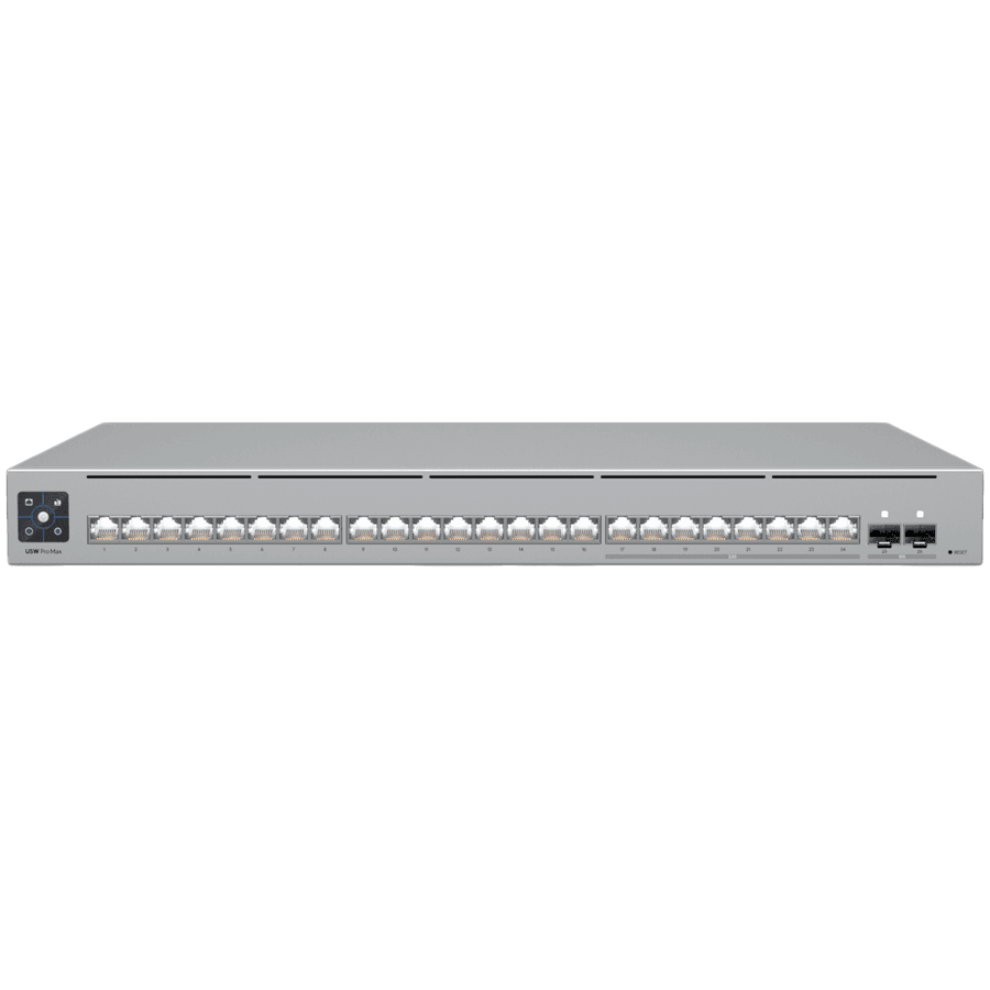 Ubiquiti 24-port, Layer 3 Etherlighting switch with 2.5 GbE, 8x 2.5 GbE RJ45 ports, 16x GbE RJ45 ports, 2x 10G SFP+ ports