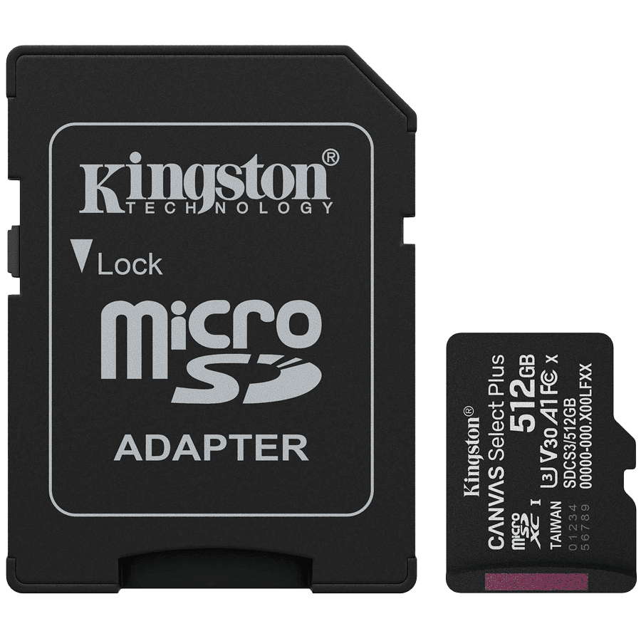 Kingston 512GB microSDXC Canvas Select Plus Gen3 150MB/s A1 Card + Adapter