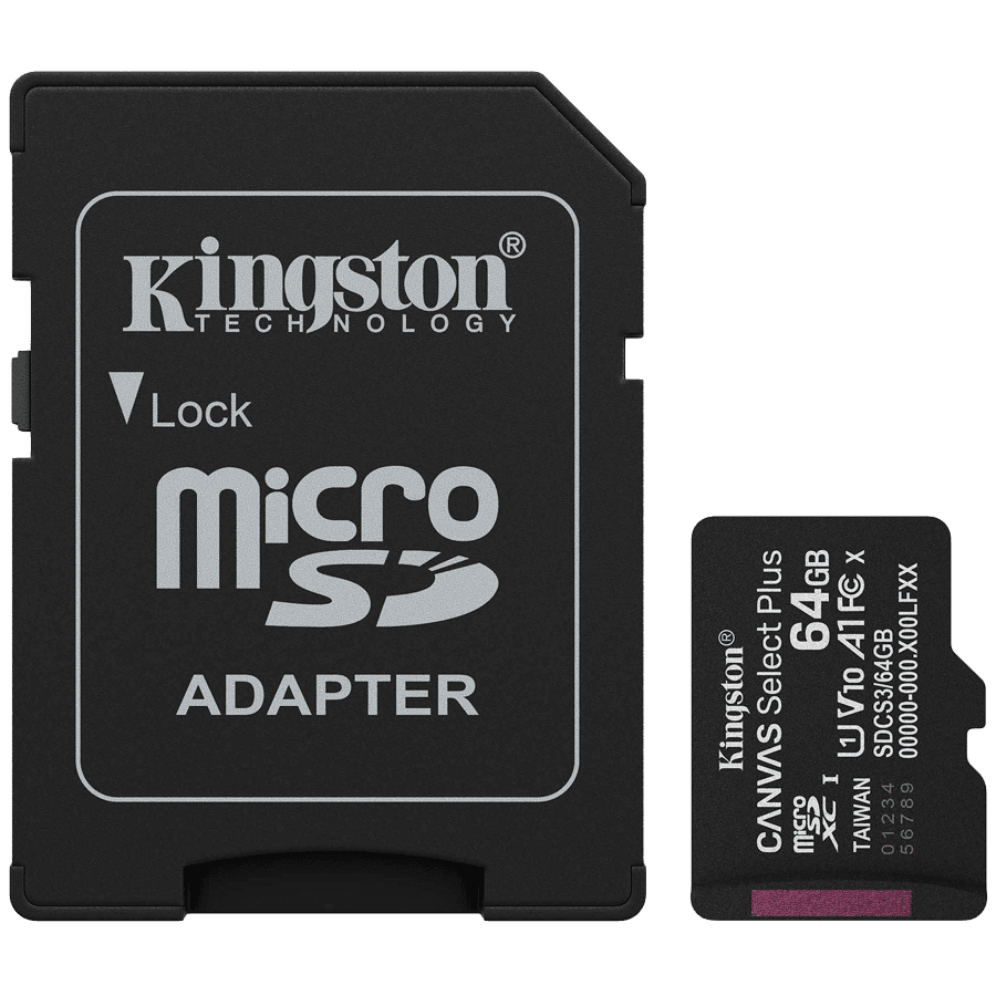 Kingston 64GB microSDXC Canvas Select Plus Gen3 100MB/s A1 Card + Adapter
