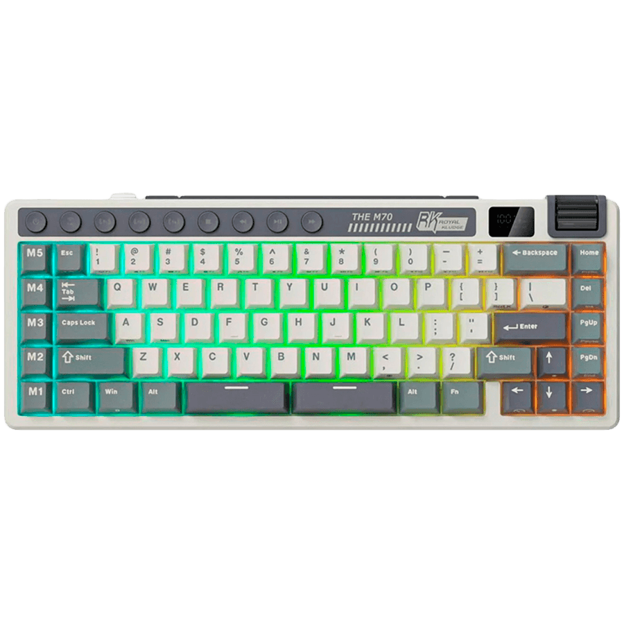 ROYAL KLUDGE RK M70 Cyan Purple Gaming Keyboard Cream switch