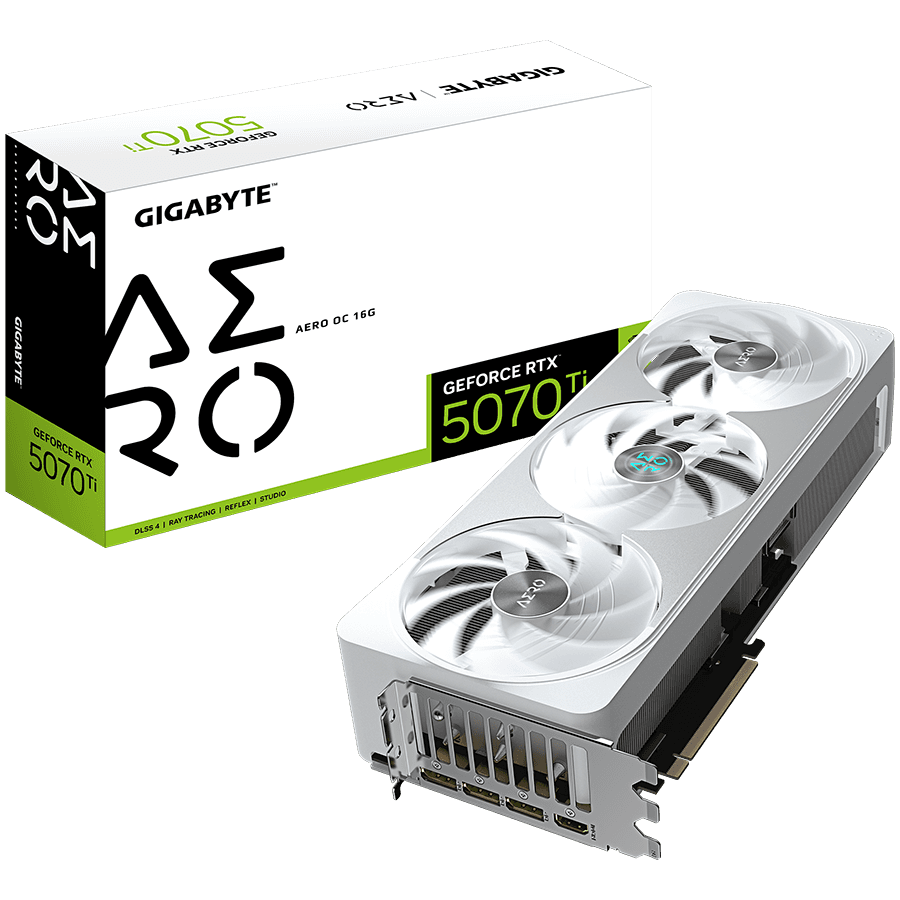 GIGABYTE Video Card NVIDIA GeForce RTX 5070 Ti AERO OC 16G (16GB GDDR7/256bit, PCI-E 5.0, Recommended PSU 750W, 3xDP, 1xHDMI) Silver/White