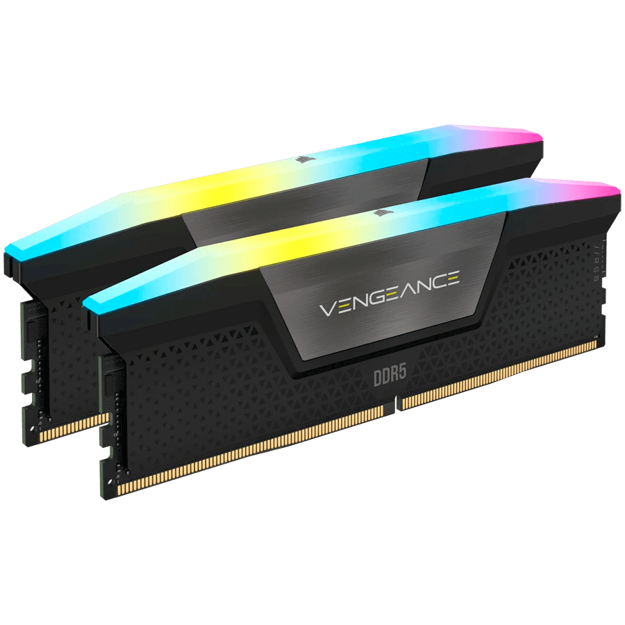 CORSAIR DDR5, 6200MT/s 32GB 2x16GB DIMM, 36-39-39-76, STD PMIC, XMP 3.0, VENGEANCE RGB DDR5 Black Heatspreader, Black PCB, 1.3V