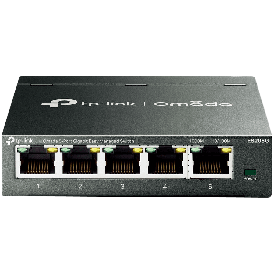 Omada 5-Port Gigabit Easy Managed Switch 5× Gigabit RJ45 Ports Desktop Steel Case Integration with Omada SDN Controller, Flow Control, Loopback Detection, Port Isolation, Port Mirroring, LAG, VLAN, IGMP Snooping, QoS, Storm Control